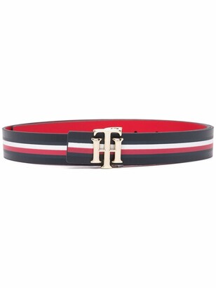 Tommy Hilfiger Logo Rev 3.0 Striped Belt - ShopStyle