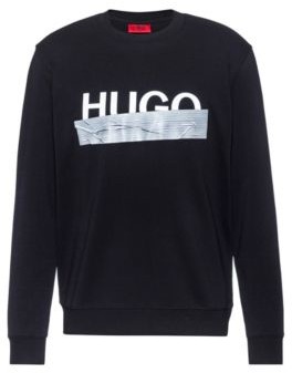 HUGO BOSS Interlock Cotton Sweatshirt With New Season Logo - Black ...