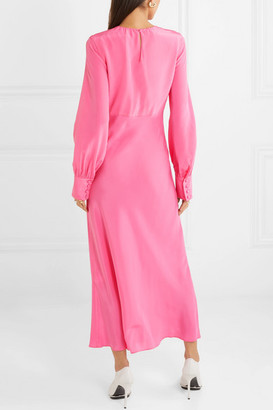 Les Rêveries Gathered Silk Crepe De Chine Maxi Dress - Pink