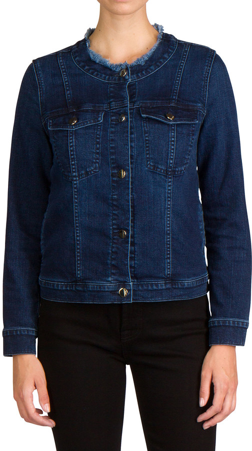 collarless denim shirt womens