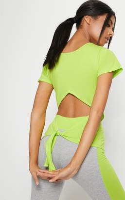 PrettyLittleThing Lime Tie Back T Shirt