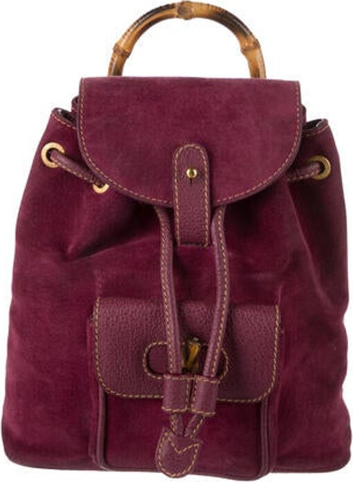 Gucci Vintage Suede Bamboo Backpack ShopStyle