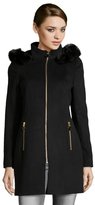 Thumbnail for your product : T Tahari black wool 'Kaili' faux fur hooded coat