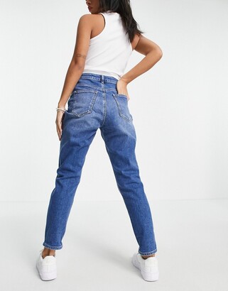ASOS Petite ASOS DESIGN Petite hourglass high rise farleigh mom jeans in  midwash - ShopStyle