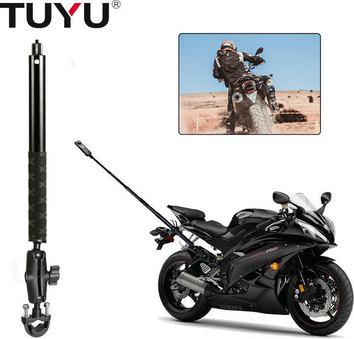 TUYU Motorcycle Handlebar Mount for GoPro Hero 13 12 11 DJI Action 5Pro 4 Insta360 X4 X3 Invisible Selfie Stick Camera Accessory