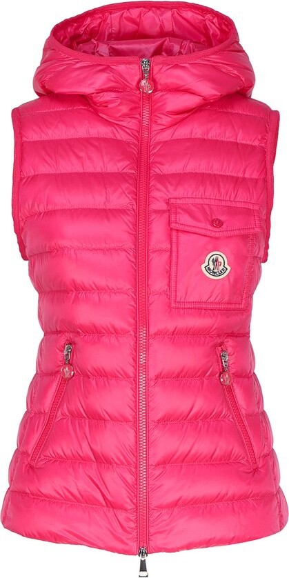 Moncler Logo Patch Zip-Up Hooded Down Gilet - ShopStyle