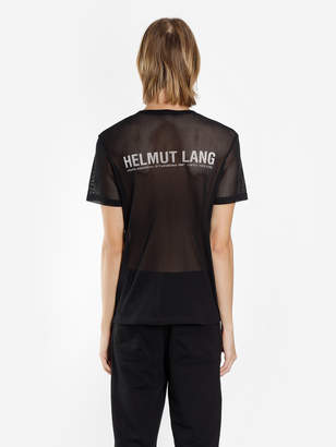 Helmut Lang MEN'S BLACK MESH SHORT SLEEVE LOGO TEE