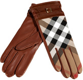 Thumbnail for your product : Burberry Dark Tan Bridle House Check Nicola Gloves