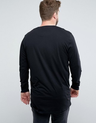 ASOS Plus Super Longline Long Sleeve T-Shirt With Crew Neck In Black