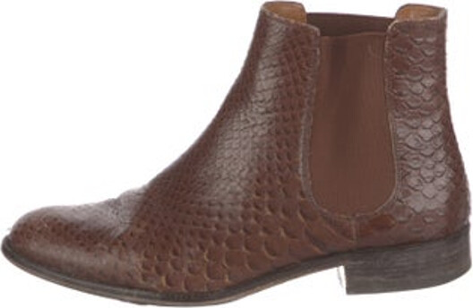 Aquatalia Leather Ankle Chelsea Boots Brown Semi-Pointed Toes Includes Dust Bag