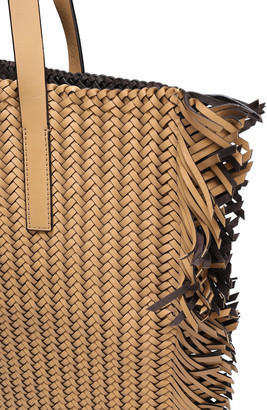Michael Kors Collection Fringe-trimmed Braided Leather Tote