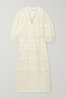 Thumbnail for your product : Apiece Apart Mari Pintucked Organic Cotton-voile Midi Dress - Cream