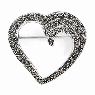 PriceRock Sterling Silver Marcasite Heart Pin