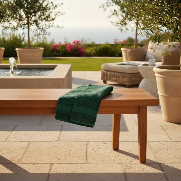 Rifz Textiles Inc RifzTextilesSpa&SalonCollectionVatDyedCottonHandTowelsHunterGreen16\