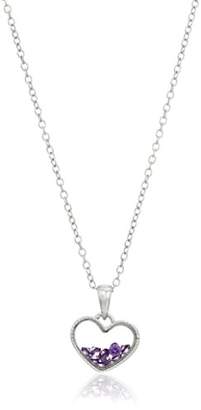 Hallmark Jewelry June Birthstone Sterling Floating Heart Shaker Crystal Pendant Necklace