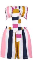 Thumbnail for your product : boohoo Petite Candy Stripe Knot Front Shorts Co-ord