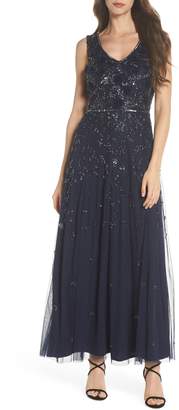 Pisarro Nights 3D Embellished Mesh A-Line Gown