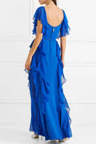 Thumbnail for your product : Elie Saab Ruffled Georgette And Lace Gown - Blue