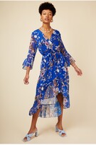 Thumbnail for your product : Little Mistress Cobalt Floral Tie Waist Midaxi Wrap Dress