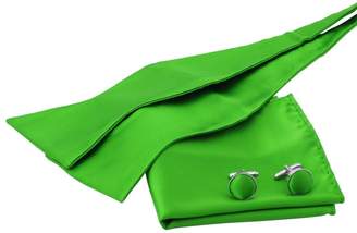 Epoint Lawn Green Silk Bow Tie for shirt for marriage Hanky Cufflinks Set With Box Lawn Green