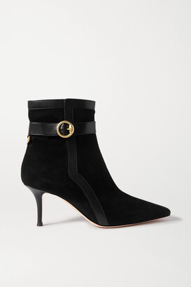 Gianvito Rossi 70 Leather-trimmed Suede Ankle Boots
