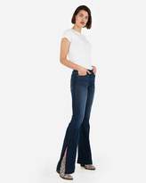 Thumbnail for your product : Express Mid Rise Dark Wash Split Bell Flare Jeans