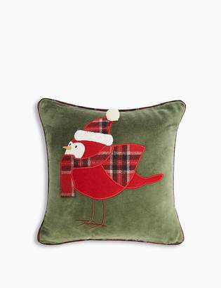 Marks and Spencer Velvet Robin Applique Cushion