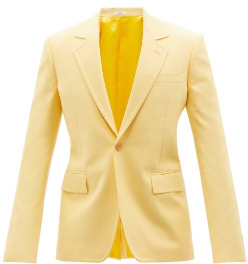 Alexander McQueen Single-breasted Panama-cotton Suit Jacket - Light Yellow  - ShopStyle