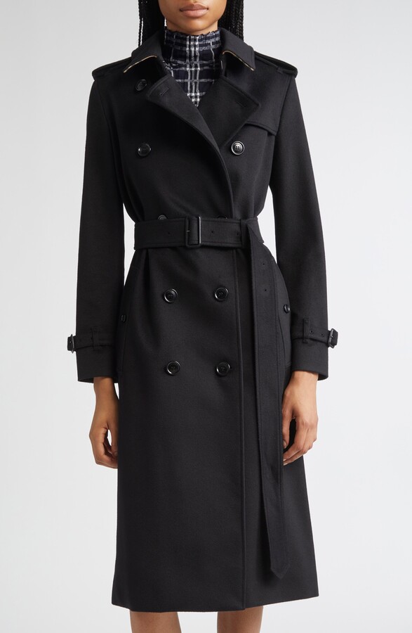 Burberry Kensington Belted Waterproof Cashmere Trench Coat