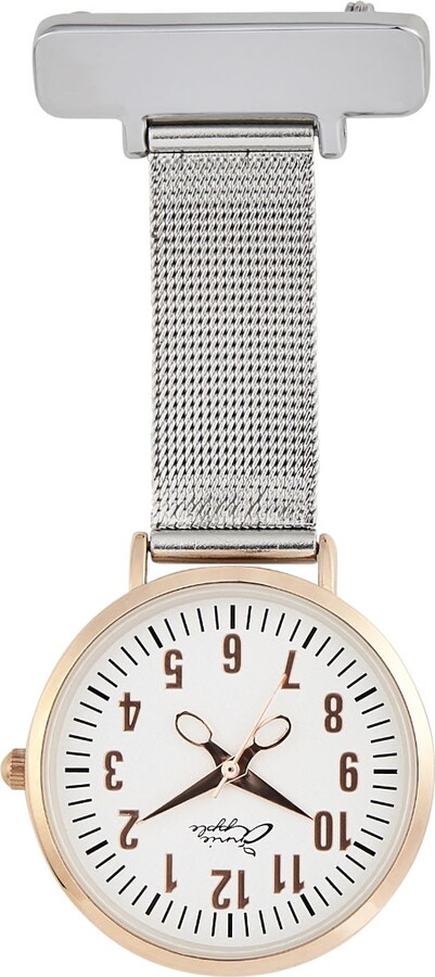 Bermuda Watch Company Annie Apple Rose Gold Silver Mesh Nurse Fob Watch