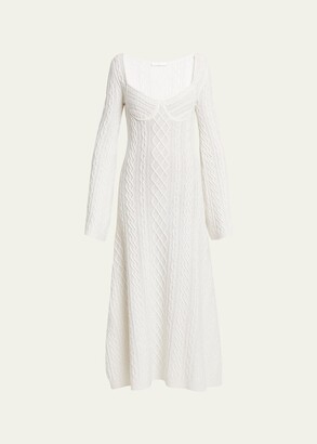 Chloé Cable Knit Wool Cashmere Maxi Dress