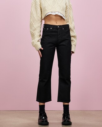 Topshop Women's Black Crop - Coated Dree Jeans