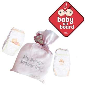 Baby Corner Cotton Girl Diaper Bag and Baby on Board (3-6 Months, Pack of 2, Pink)