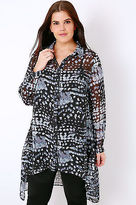 Thumbnail for your product : Yours Clothing YoursClothing Plus Size Womens Ladies Tie Dye Spotted Chiffon Shirt Step Hem