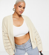 Thumbnail for your product : ASOS Curve ASOS DESIGN Curve edge-to-edge cardigan in crochet open stitch in cream