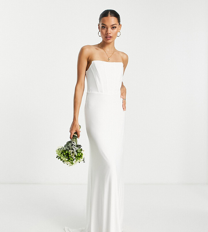 TFNC Petite Bridal maxi dress with corset in ivory - ShopStyle