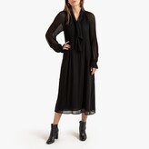 Thumbnail for your product : La Redoute Collections Pleated Midaxi Dress with Long Sleeves and Pussy-Bow