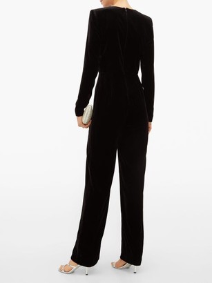 Raquel Diniz Lisa Glitter-embellished Silk-velvet Jumpsuit - Black Silver