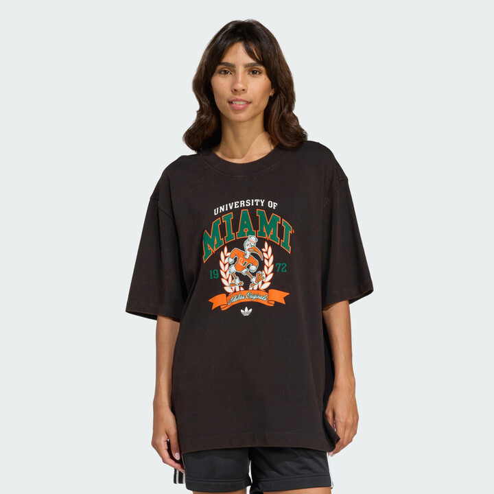 adidas Miami Hurricanes Originals Graphic Tee Black 2XS Womens