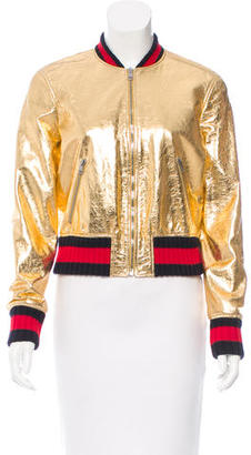 Gucci 2016 Leather Bomber Jacket w/ Tags