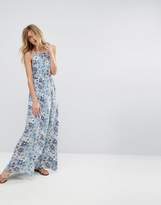 Thumbnail for your product : Moon River Floral Print Maxi Dress with Tie Back