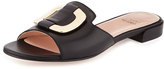 Thumbnail for your product : Stuart Weitzman Odeon Leather Buckle Slide, Black
