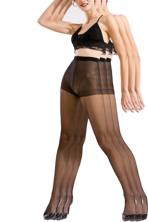 BONAS Pantyhose 3pairs Womens Silk Reflections Sheer Toe Silky Microfiber Oxygen Tights Nude 
