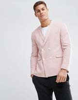Thumbnail for your product : ASOS Skinny Double Breasted Blazer In Pink Texture