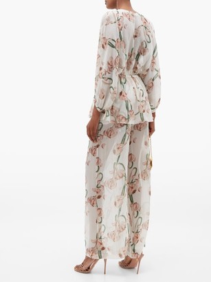 Adriana Degreas Aglio-print Silk Crepe De Chine Wide-leg Trousers - White Print