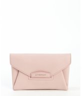 Thumbnail for your product : Givenchy petal pink leather logo imprinted clutch
