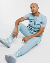 Thumbnail for your product : Criminal Damage nylon utility vest co-ord in blue