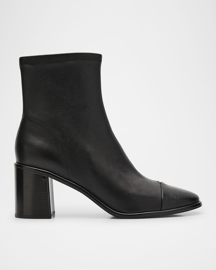 Tory Burch Leather Cap-Toe Ankle Boots