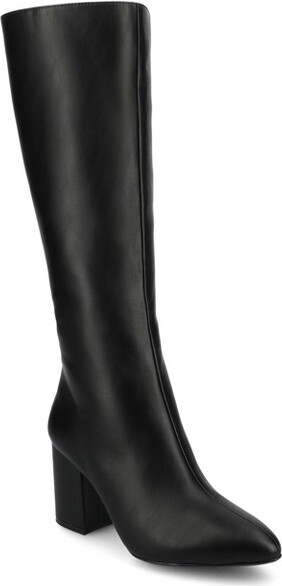 Journee Collection Journee Women's Ameylia Extra Wide Calf Boots, Black PU
