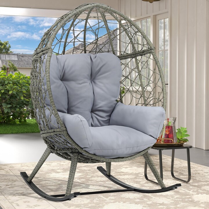 DWVO Wicker Rocking Egg Chair